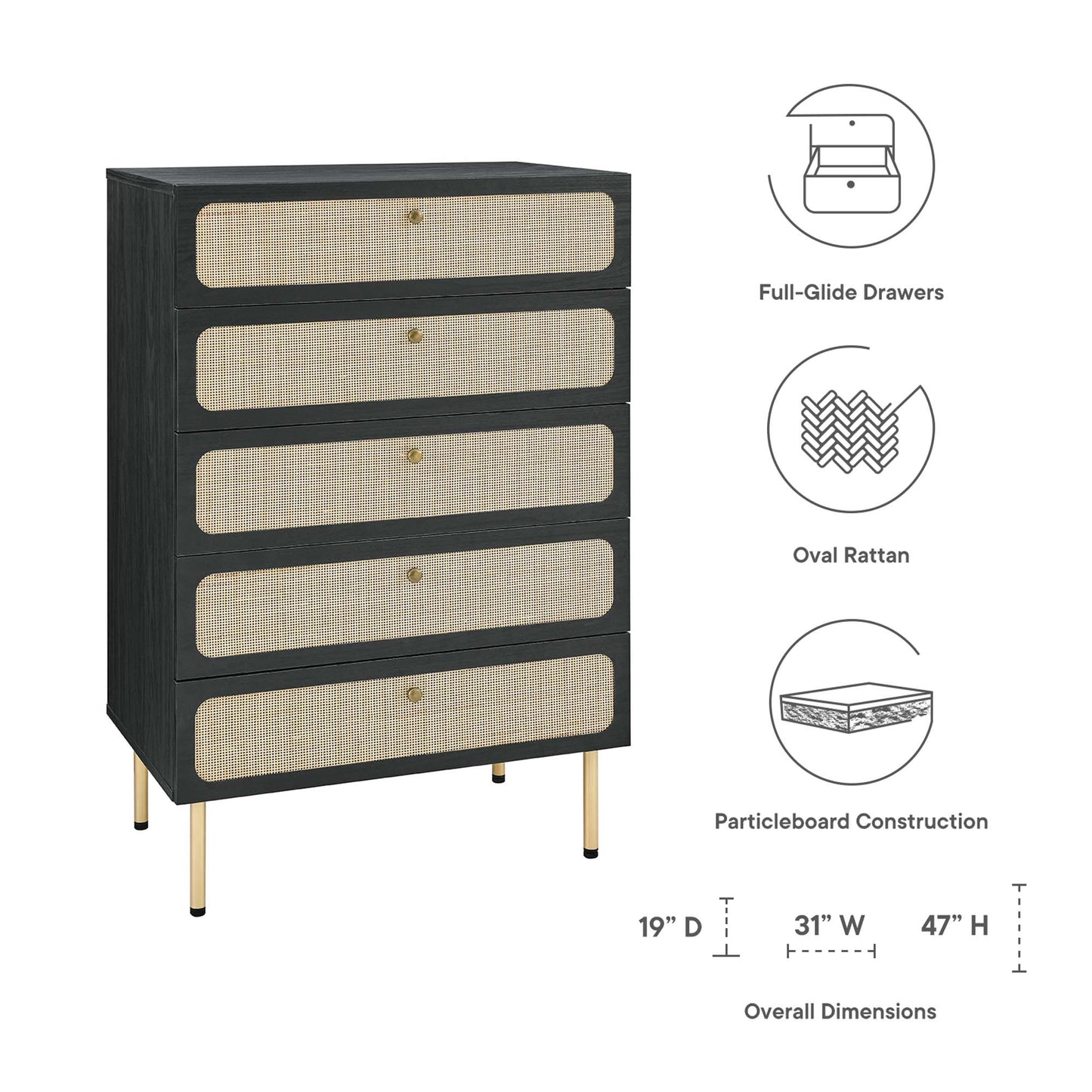 Modway Chaucer 5-Drawer Chest