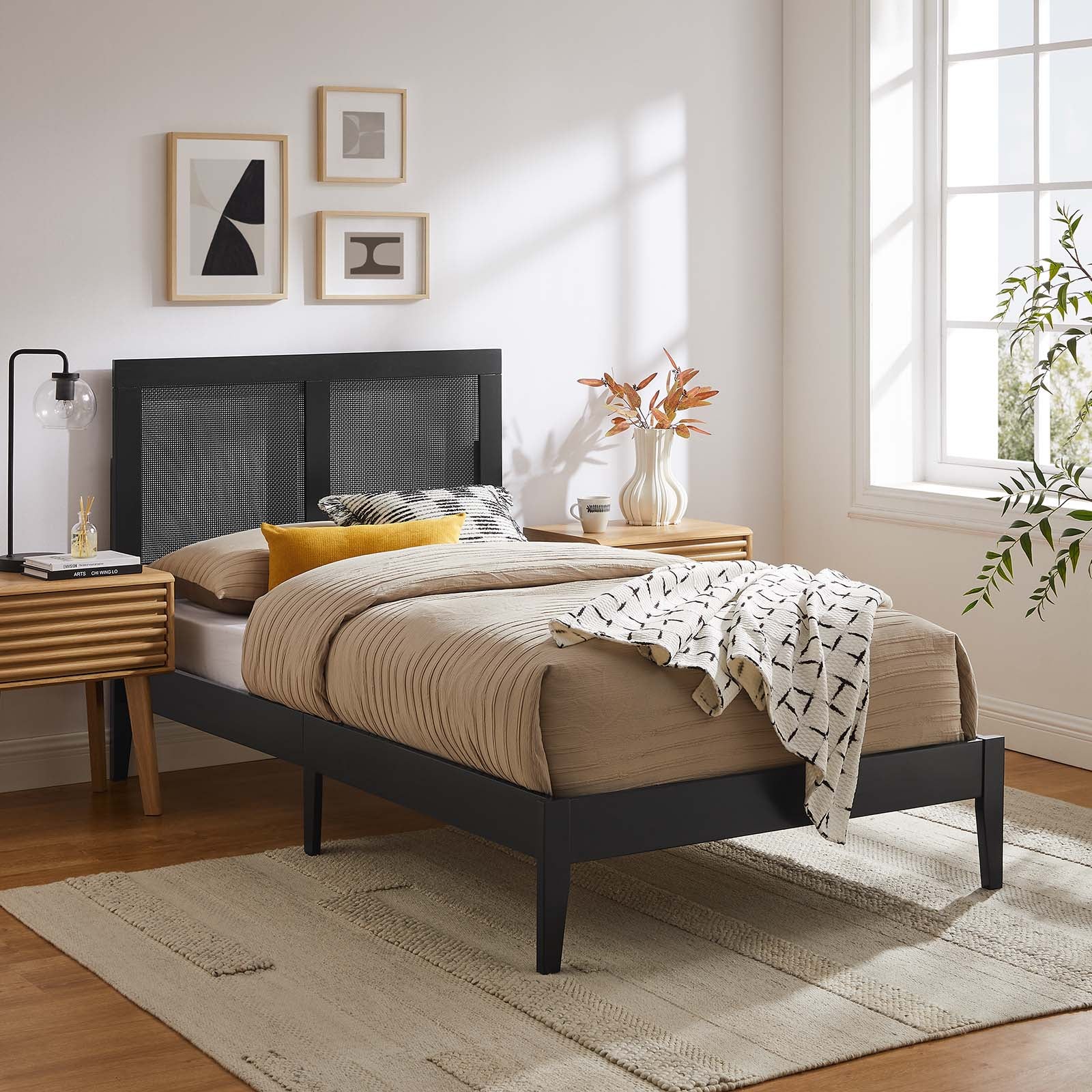 Sirocco Rattan and Wood Twin Platform Bed By Modway - MOD-7152 | Beds | Modishstore - 1