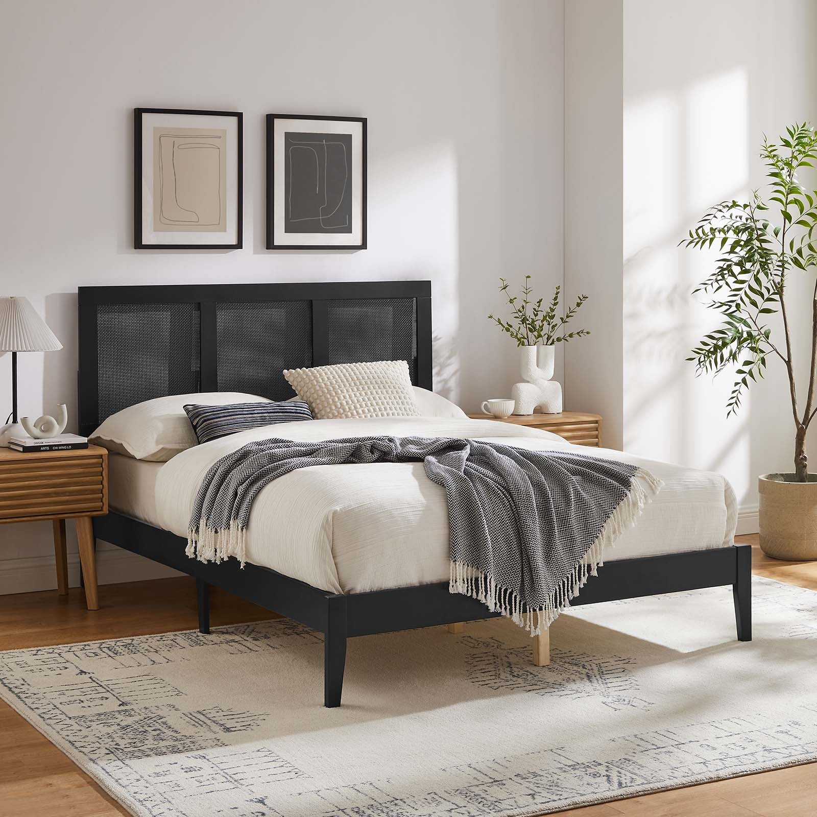 Sirocco Rattan and Wood Full Platform Bed By Modway - MOD-7153 | Beds | Modishstore - 1