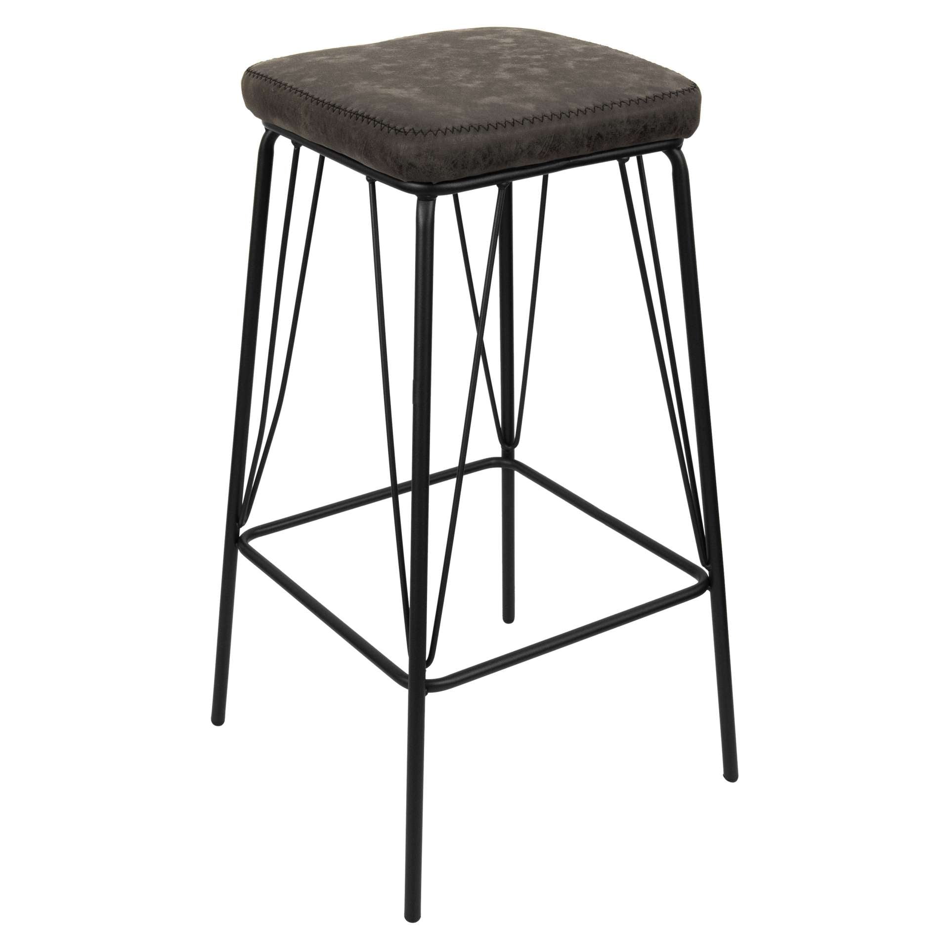 LeisureMod Millard Leather Bar Stool With Metal Frame - MS36GR | Bar Stools | Modishstore - 2