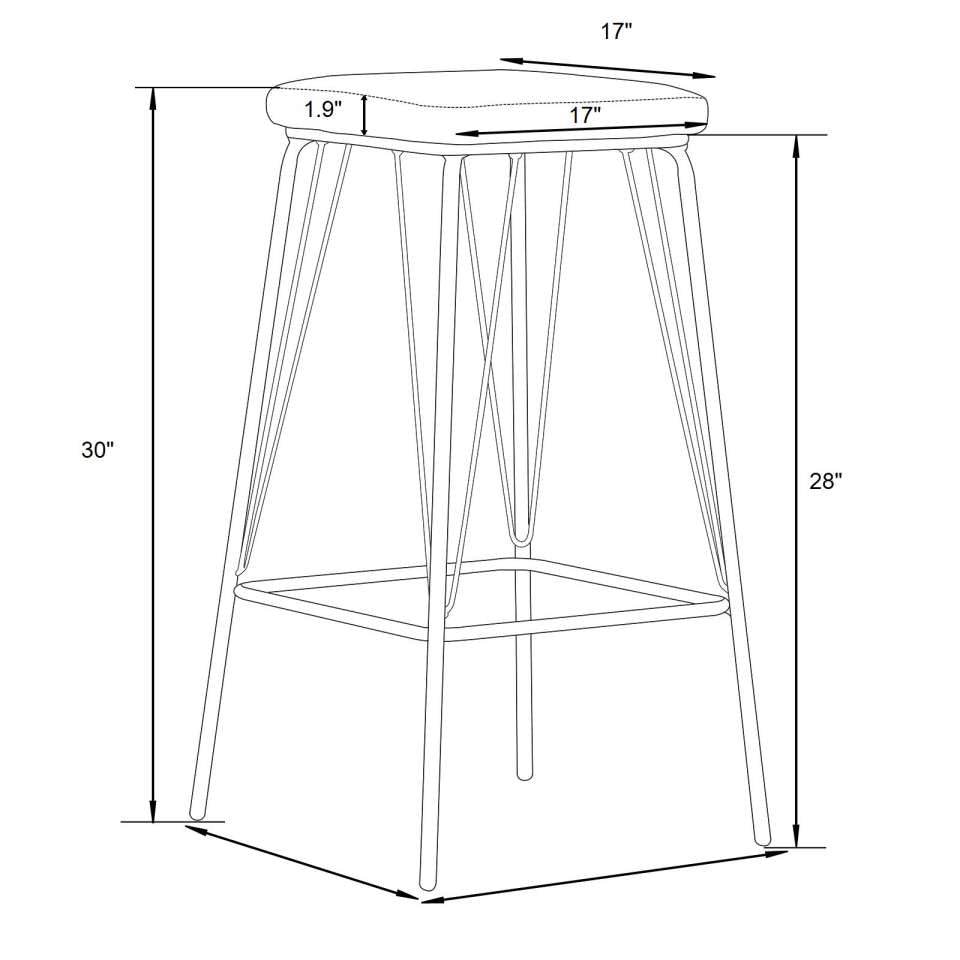 LeisureMod Millard Leather Bar Stool With Metal Frame - MS36GR | Bar Stools | Modishstore - 6