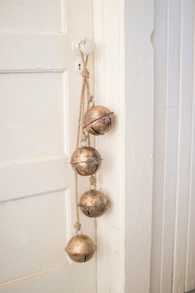 String Of Brass Finish Bells (Min 2) By Kalalou | Ornaments | Modishstore