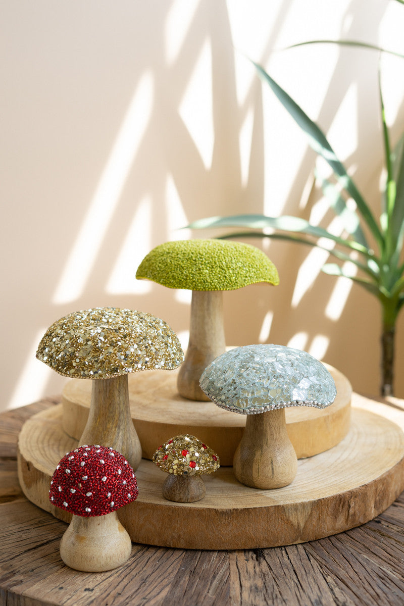 Mushrooms With Mosaic Tops Set Of 5 By Kalalou – Modish Store