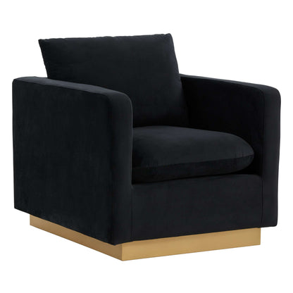 LeisureMod Nervo Velvet Accent Armchair With Gold Frame | Armchairs | Modishstore - 11