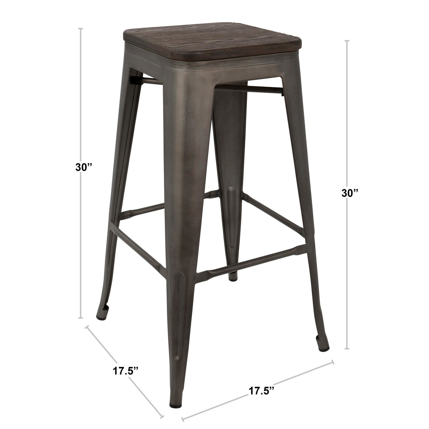 Oregon Barstool - Set of 2 By LumiSource - BS-TW-OR DK+AN2 | Bar Stools | Modishstore - 9