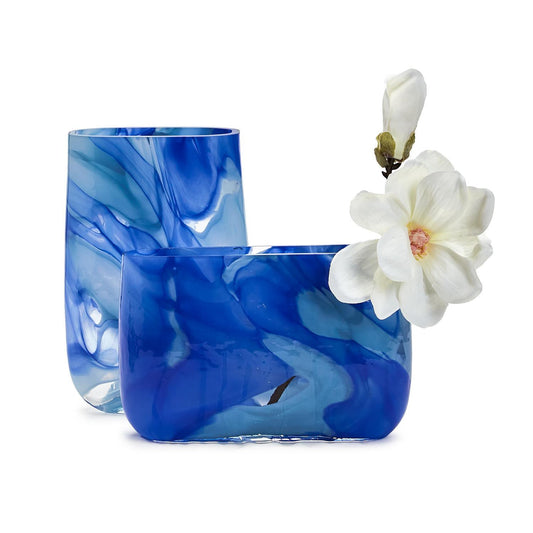 Swirled Blue Vases Set Of 4 By Tozai Home | Vases | Modishstore - 1