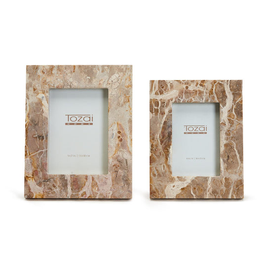 Brown Galaxy Marble Photo Frame Set Of 4 By Tozai Home | Frames | Modishstore - 1