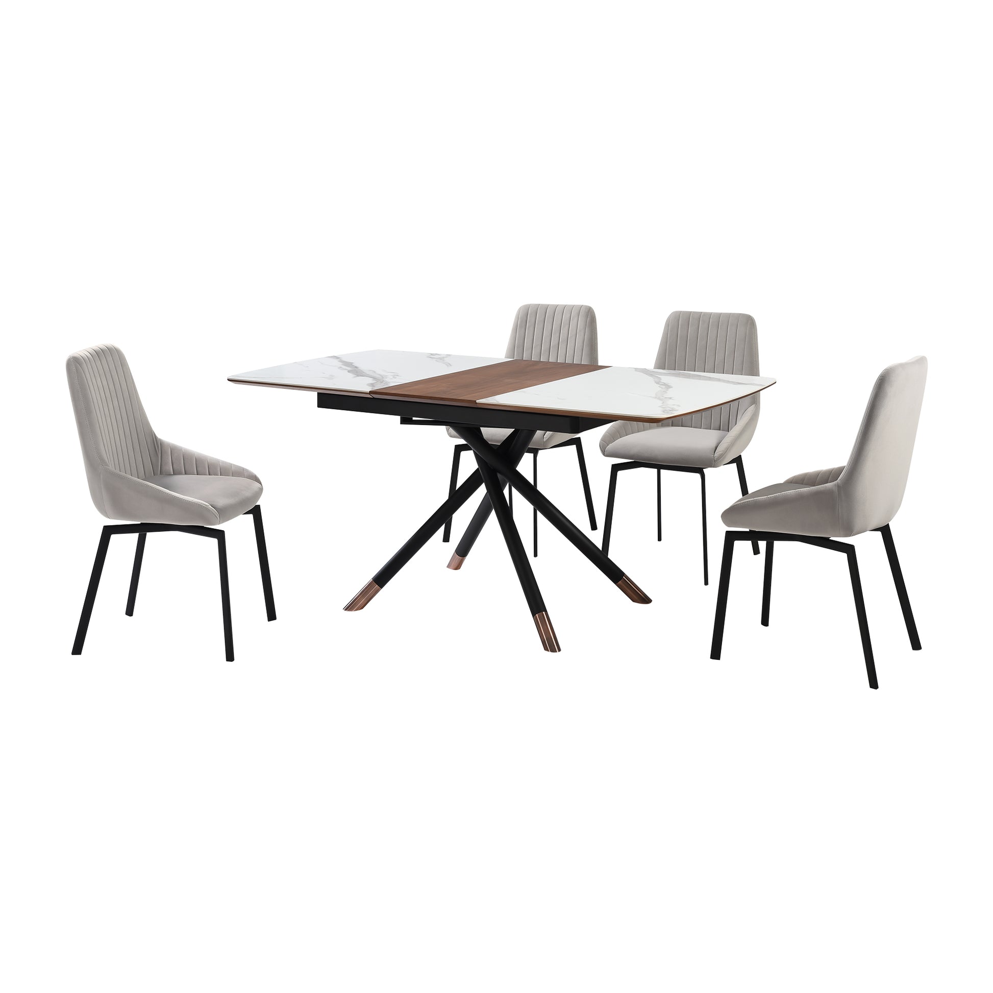 Alora Susie Extendable 5 Piece Dining Set with Gray Fabric Chairs By Armen Living | Dining Sets | Modishstore - 2