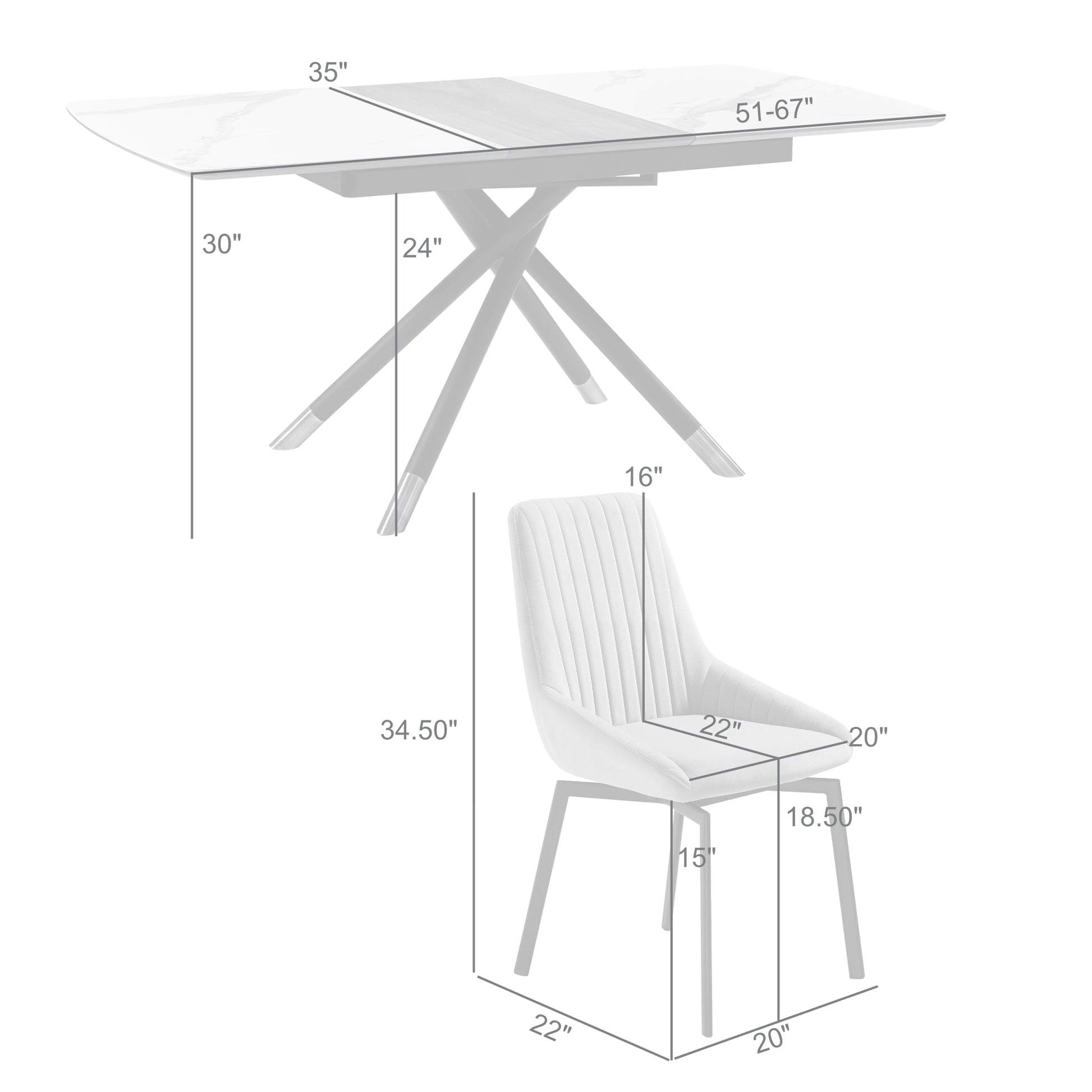 Alora Susie Extendable 5 Piece Dining Set with Gray Fabric Chairs By Armen Living | Dining Sets | Modishstore - 10