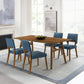 Channell 5 Piece Walnut Wood Dining Table Set with Blue Fabric By Armen Living | Dining Sets | Modishstore