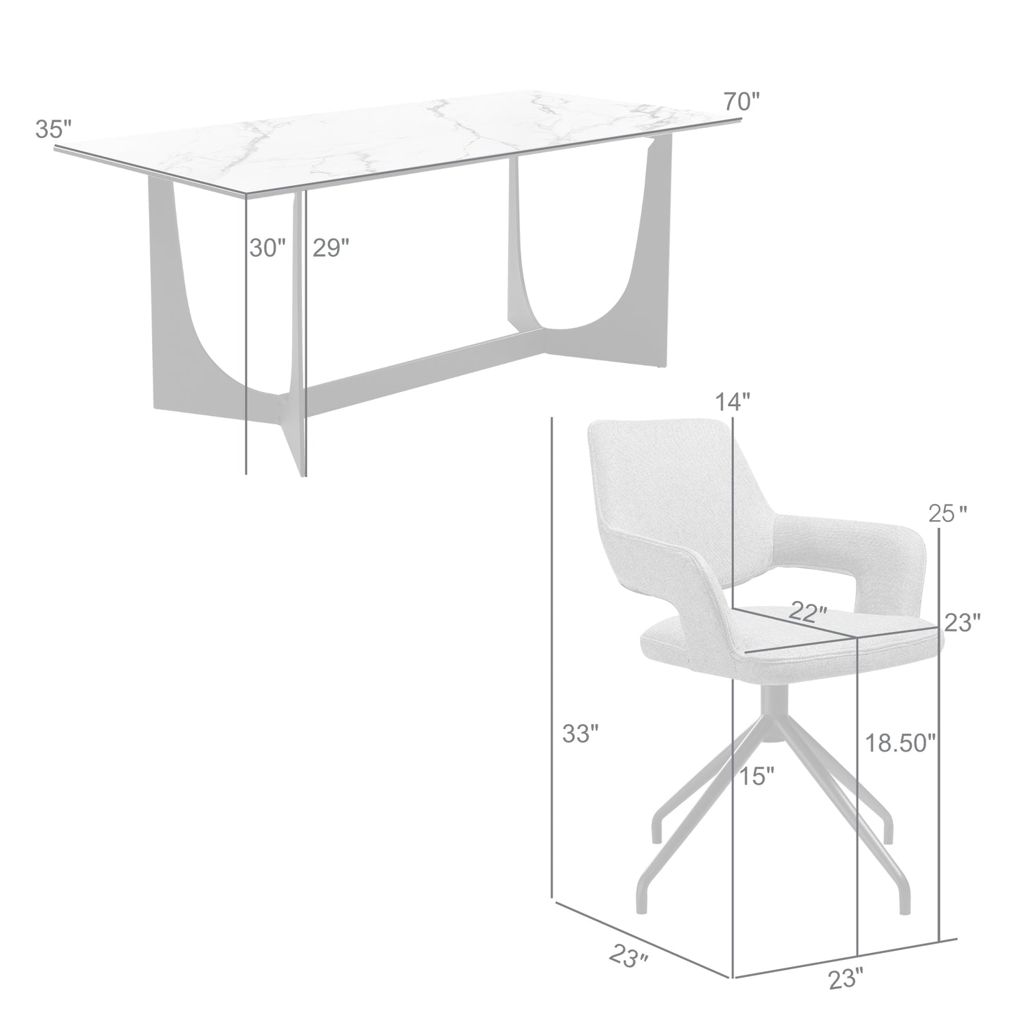 Esme Penny 5 Piece Dining Set with Gray Fabric Chairs By Armen Living | Dining Sets | Modishstore - 10