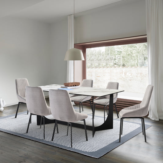 Esme Susie 7 Piece Dining Set with Gray Fabric Chairs By Armen Living | Dining Sets | Modishstore