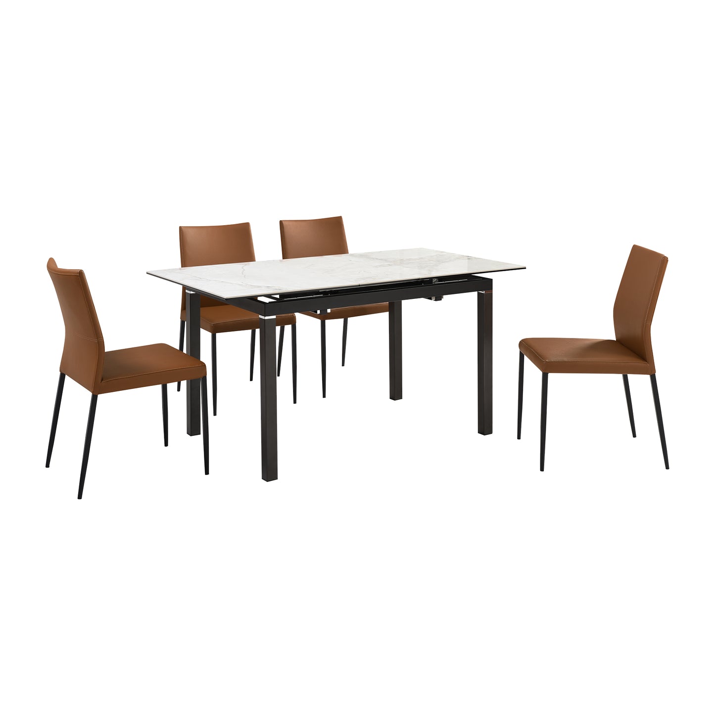 Giana Kash 5 Piece Extendable Dining Set with Black Faux Leather Chairs By Armen Living | Dining Sets | Modishstore - 13