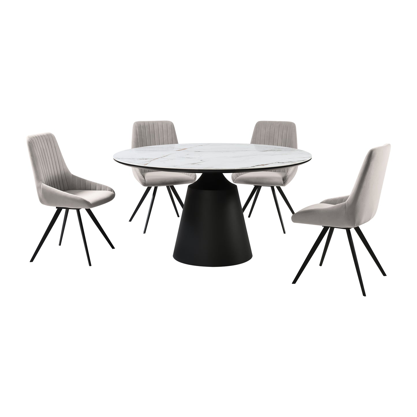 Knox Alison 5 Piece Dining Set with Gray Velvet Chairs By Armen Living | Dining Sets | Modishstore - 2