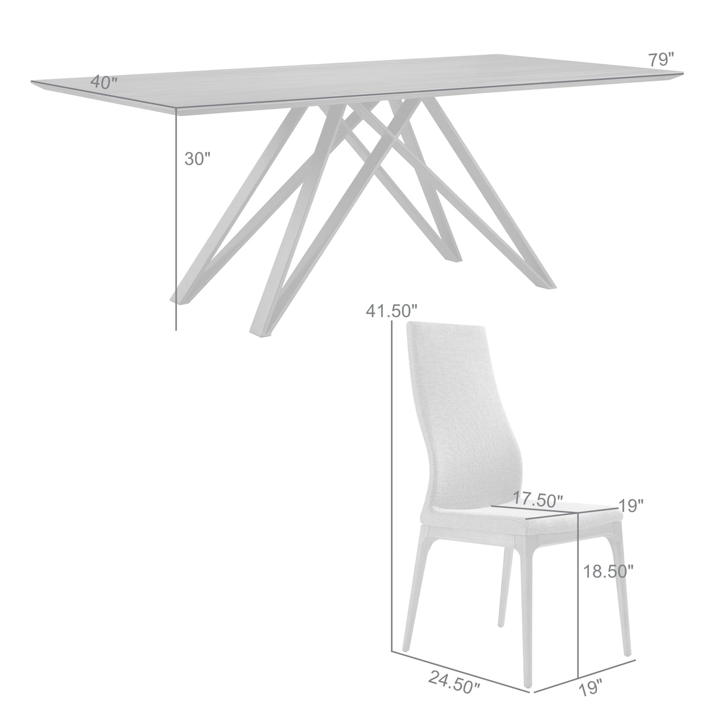 Modena Parker 5 Piece Dining Set with Gray Fabric Chairs By Armen Living | Dining Sets | Modishstore - 10