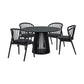 Pasadena Echo 5 Piece Round Dining Set in Black Oak Finish with Black Faux Leather By Armen Living | Dining Sets | Modishstore - 2