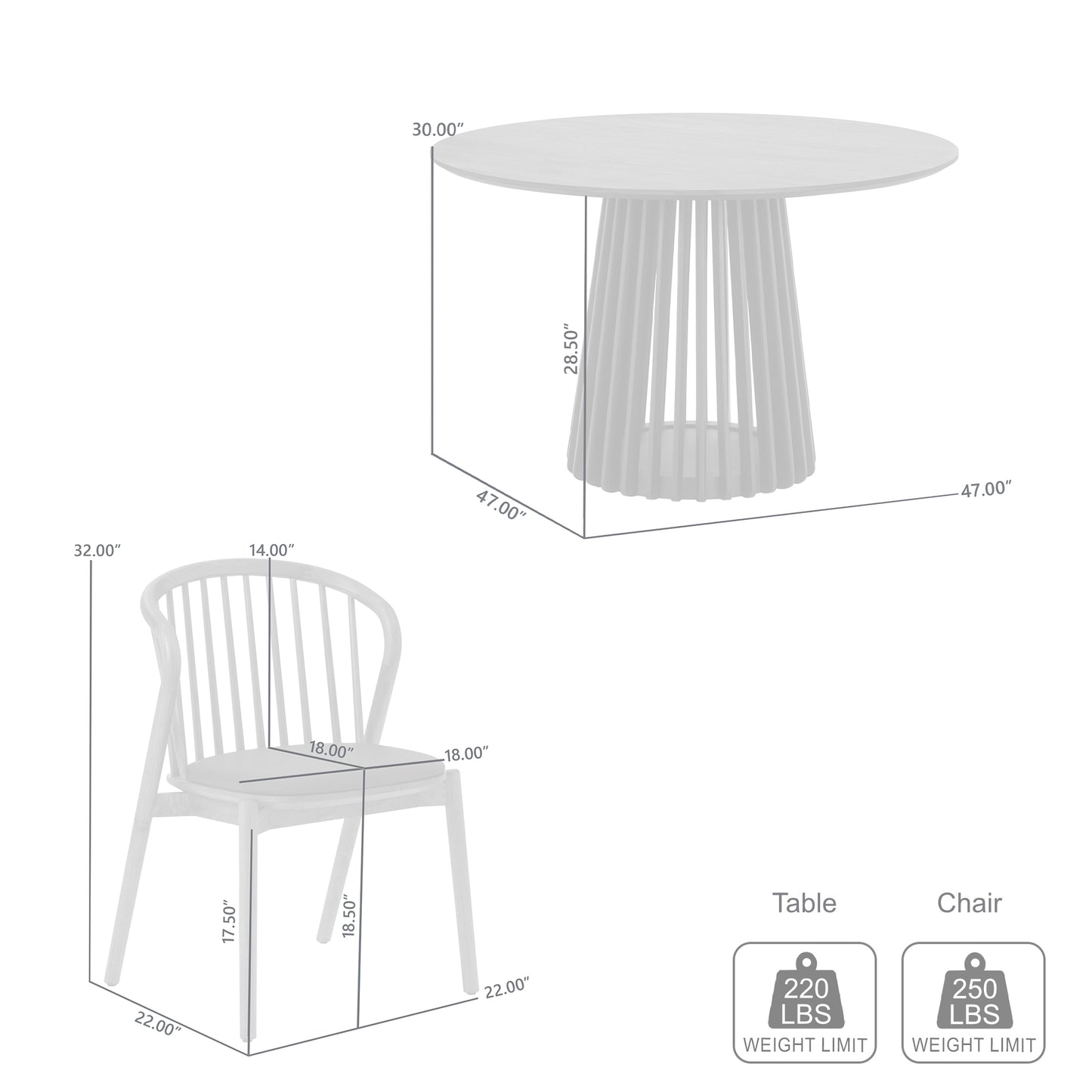 Pasadena Echo 5 Piece Round Dining Set in Black Oak Finish with Black Faux Leather By Armen Living | Dining Sets | Modishstore - 10