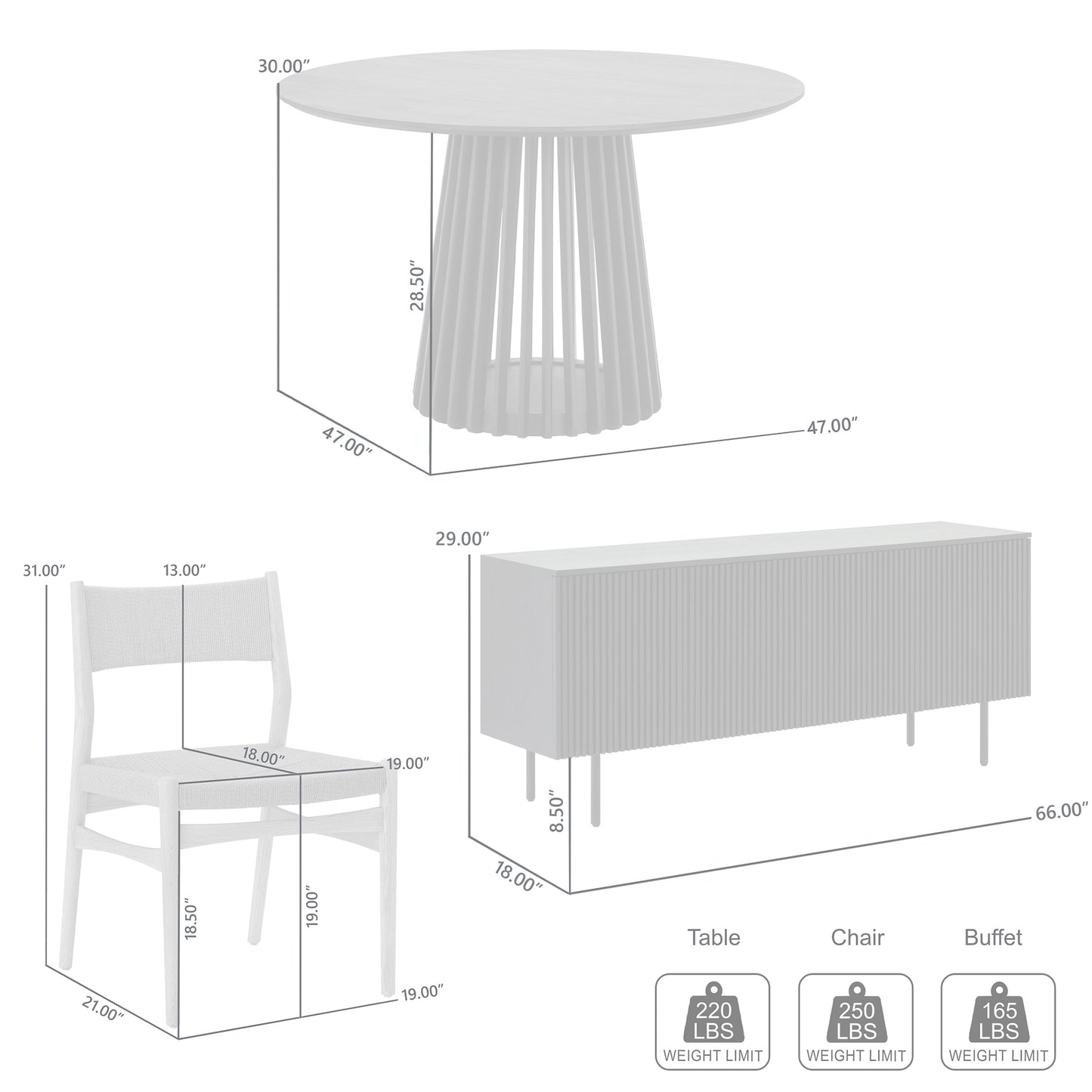 Pasadena Erie 6 Piece Round Dining Set with Buffet and Paper Cord Chairs in Black Finish with Walnut Finish Table Top By Armen Living | Dining Sets | Modishstore - 10