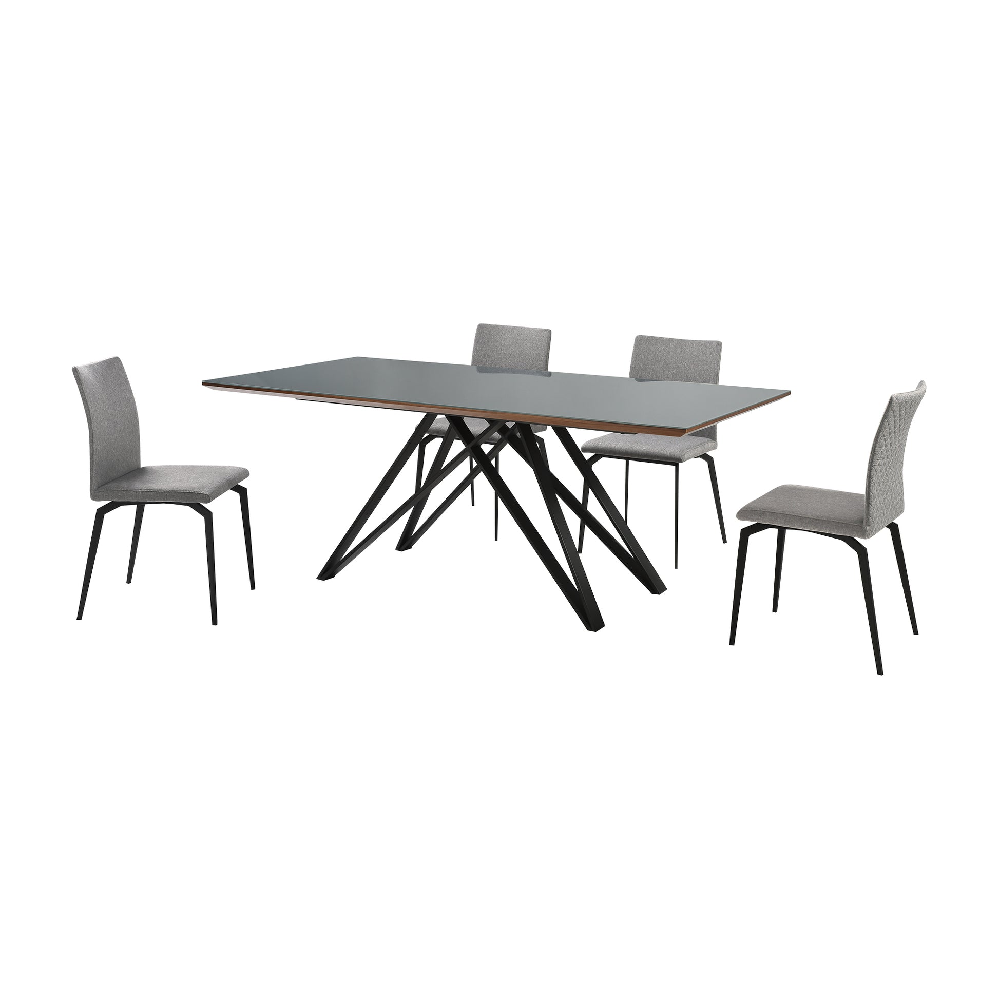 Urbino Lyon 5 Piece Dining Set with Gray Fabric Chairs By Armen Living | Dining Sets | Modishstore - 2