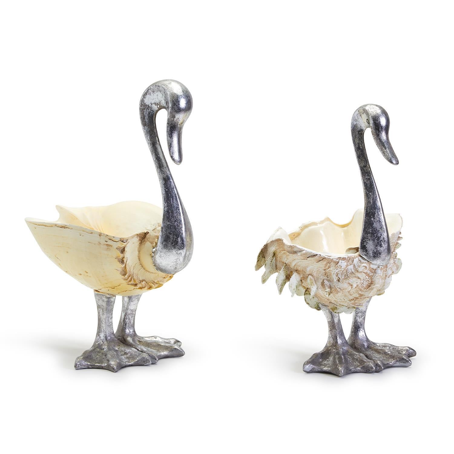 Swan Sculptures Assorted 2 Sizes/Designs Set Of 2 By Tozai Home | Animals & Pets | Modishstore - 2