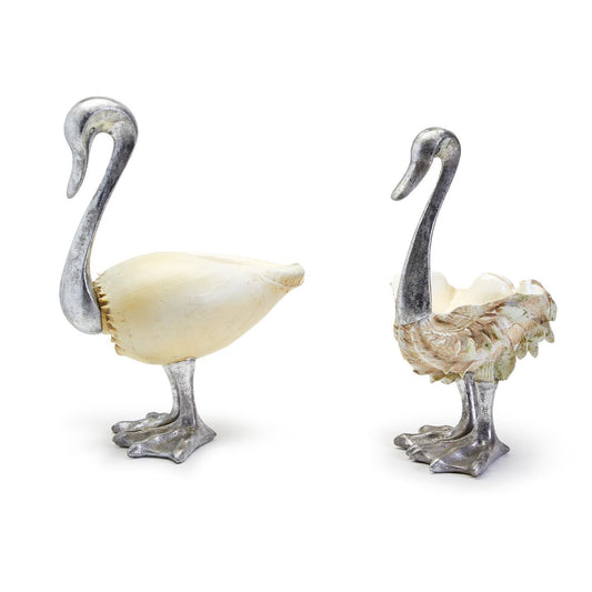 Swan Sculptures Assorted 2 Sizes/Designs Set Of 2 By Tozai Home | Animals & Pets | Modishstore - 1