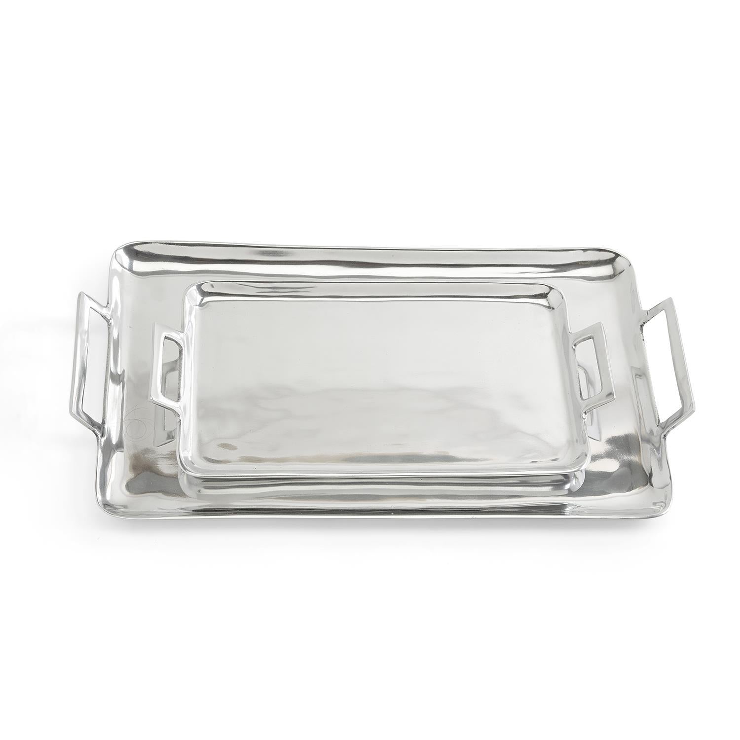 Crillion High Polished Silver Tray with Handles Set Of 8 By Tozai Home | Decorative Trays & Dishes | Modishstore - 3