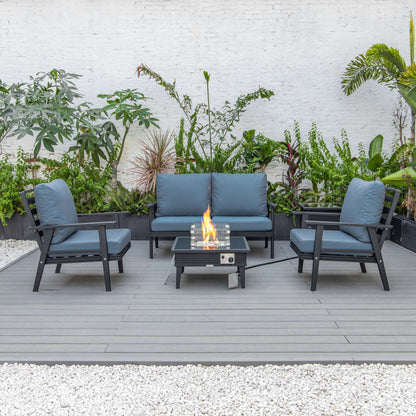 LeisureMod Walbrooke Modern Black Patio Conversation With Square Fire Pit With Slats Design & Tank Holder | Outdoor Sofas, Loveseats & Sectionals | Modishstore - 20