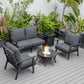 LeisureMod Walbrooke Modern Black Patio Conversation With Round Fire Pit & Tank Holder | Outdoor Sofas, Loveseats & Sectionals | Modishstore - 51