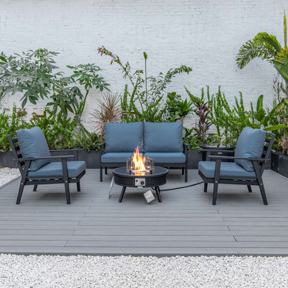 LeisureMod Walbrooke Modern Black Patio Conversation With Round Fire Pit & Tank Holder | Outdoor Sofas, Loveseats & Sectionals | Modishstore - 10