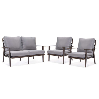 LeisureMod Walbrooke Modern 3-Piece Outdoor Patio Set with Brown Aluminum Frame | Outdoor Sofas, Loveseats & Sectionals | Modishstore - 30