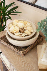 Set Of Two Hand Carved Round Wooden Bowls  (Min 2) By Kalalou