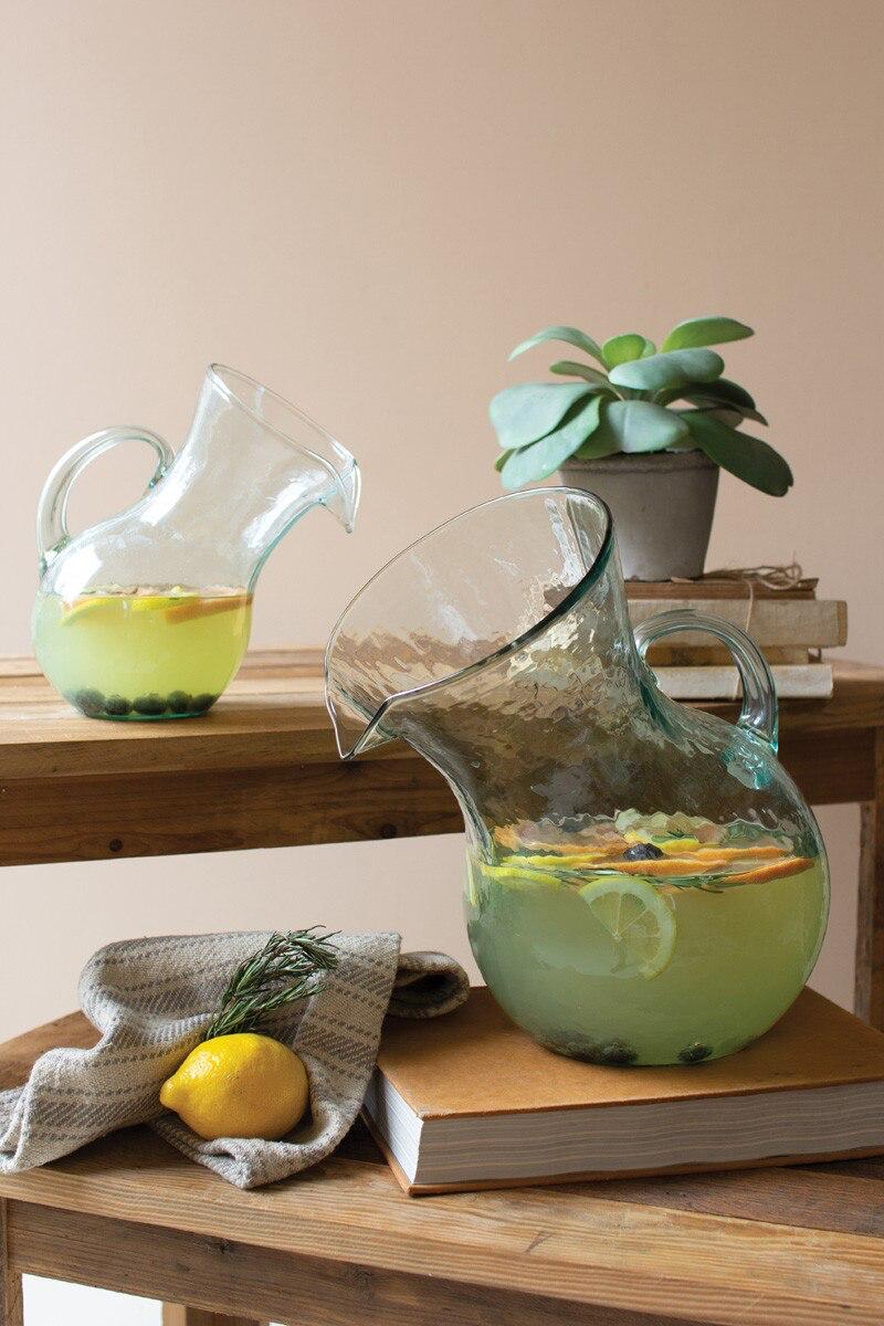 Large Glass Tilted Pitcher (Min 2) By Kalalou | Drinkware | Modishstore - 1
