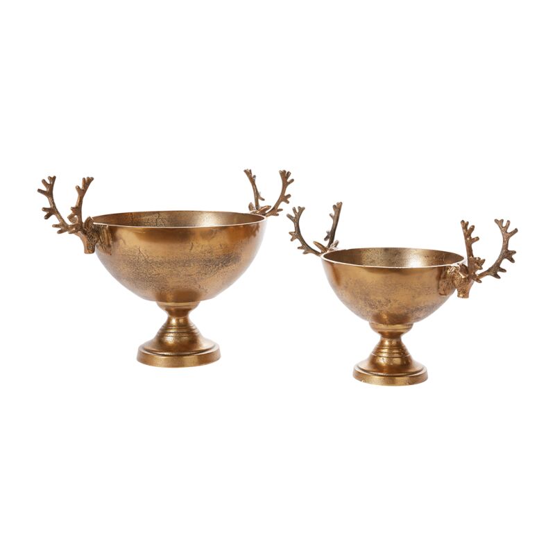 Golden Buck Bowl 16"x 9.25"x 11" By Accent Decor | Bowls | Modishstore - 1