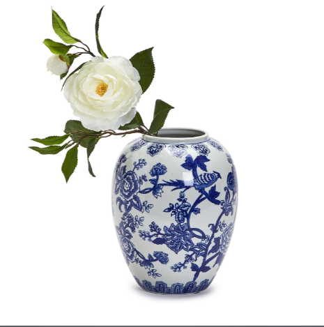 10" Blue and White Vase Set Of 2 By Tozai Home | Vases | Modishstore - 4