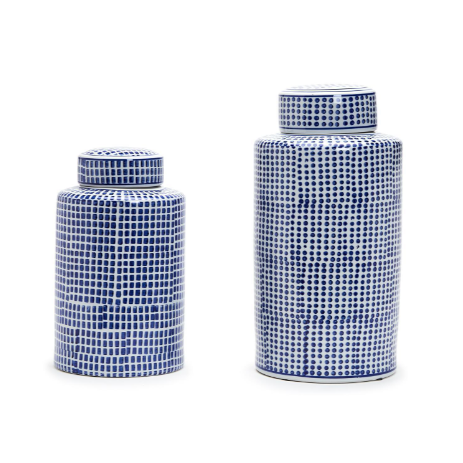 Blue/White Covered Jar Set Of 4 By Tozai Home | Jars & Canisters | Modishstore - 3