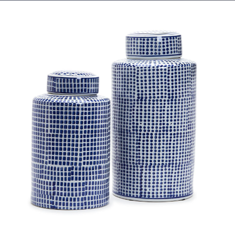 Blue/White Covered Jar Set Of 4 By Tozai Home | Jars & Canisters | Modishstore - 4