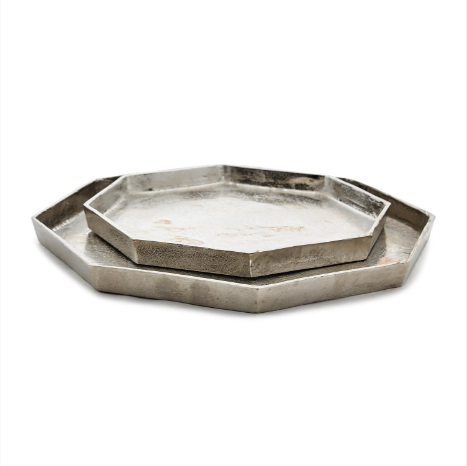 Octagon Silver Tray Set Of 4 By Tozai Home – Modish Store