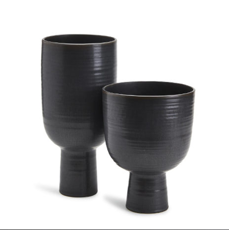 Black Glazed Cup Set Of 4 By Tozai Home | Vases | Modishstore - 2