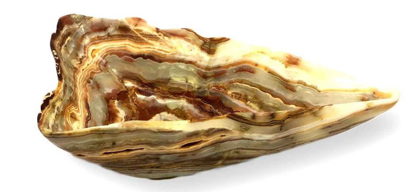 Raw Edge Natural Onyx Bowl - X-Large- Warm Tan/Grey/Green | ModishStore | Decorative Bowls