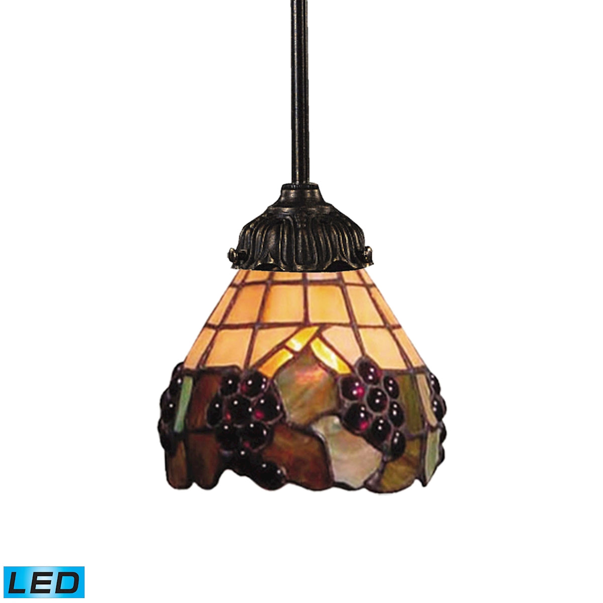 Mix-N-Match 1-Light Mini Pendant in Tiffany Bronze with Tiffany Style Glass - Includes LED Bulb ELK Lighting 078-TB-07-LED | Pendant Lamps | Modishstore