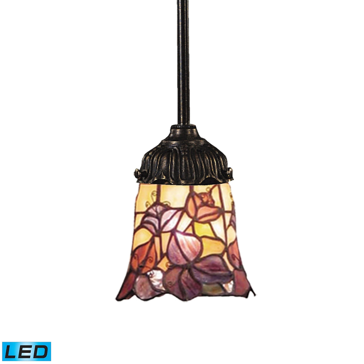 Mix-N-Match 1-Light Mini Pendant in Tiffany Bronze with Tiffany Style Glass - Includes LED Bulb ELK Lighting 078-TB-17-LED | Pendant Lamps | Modishstore