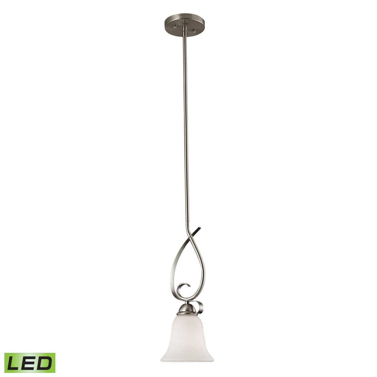 Brighton 1-Light Mini Pendant in Brushed Nickel with White Glass - LED | Pendant Lamps | Modishstore