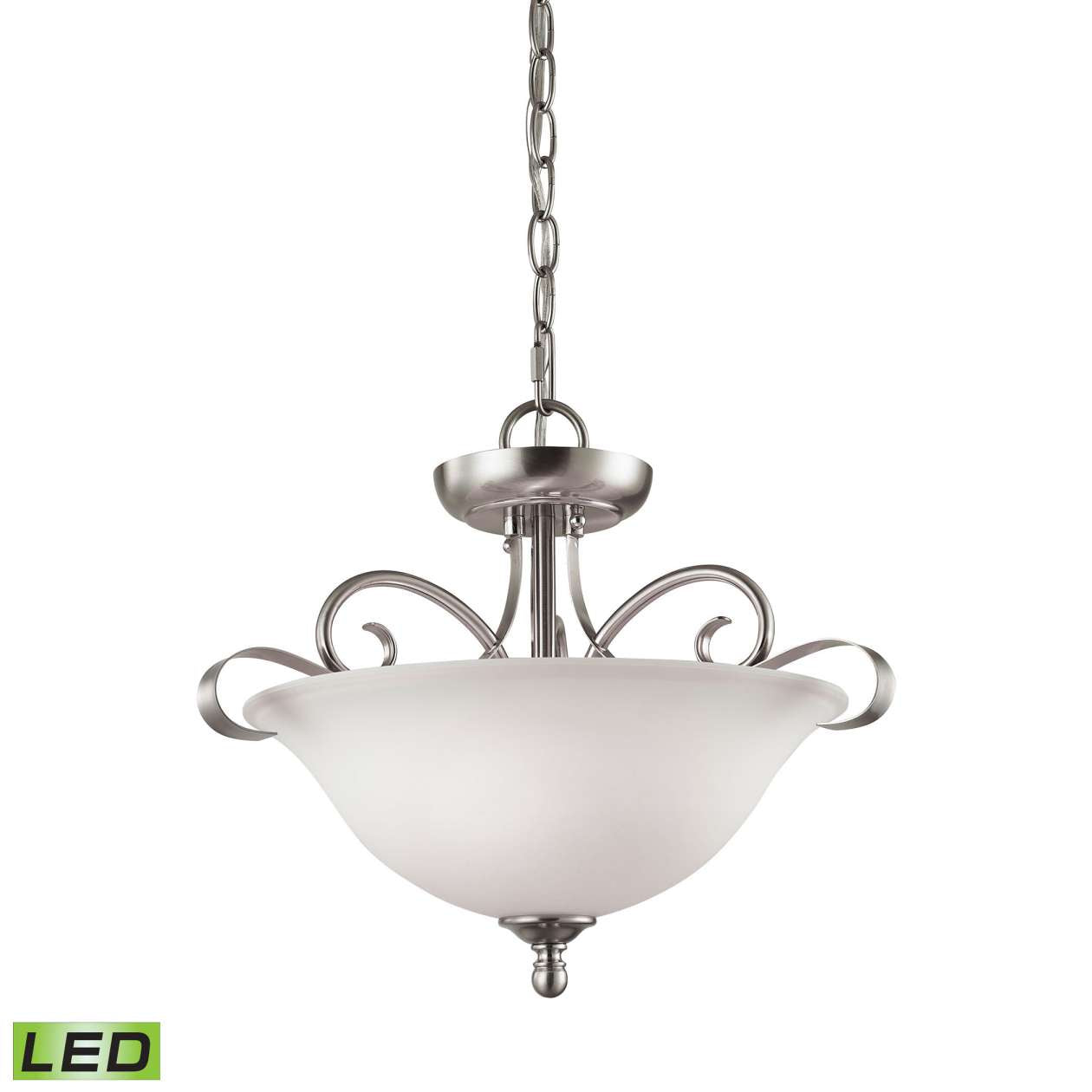 Brighton 2-Light Semi Flush Mount in Brushed Nickel with White Glass - LED | Ceiling Lamps | Modishstore