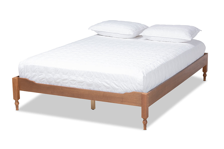 baxton studio laure french bohemian ash walnut finished wood full size platform bed frame | Modish Furniture Store-2