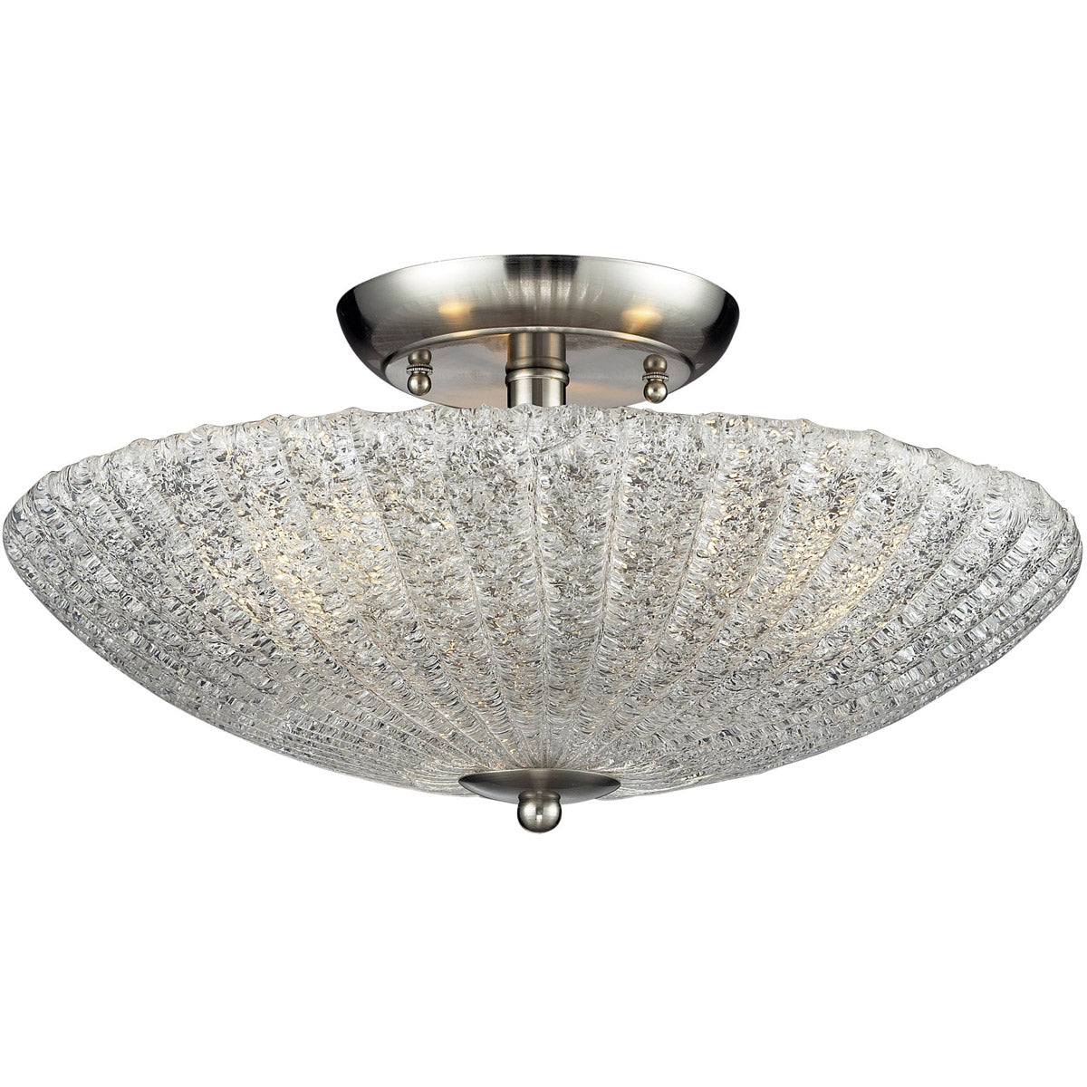 Luminese 3-Light Semi Flush in Satin Nickel with Textured Clear Glass ELK Lighting