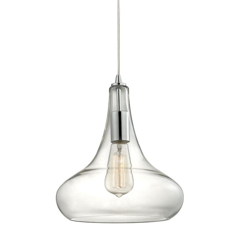 Orbital 1-Light Mini Pendant in Polished Chrome with Clear Glass ELK Lighting 10422/1 | Pendant Lamps | Modishstore