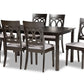baxton studio lucie modern and contemporary grey fabric upholstered and dark brown finished wood 7 piece dining set | Modish Furniture Store-2
