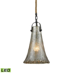 Hand Formed Glass 8'' Wide 1-Light Mini Pendant - Oil Rubbed Bronze By ELK