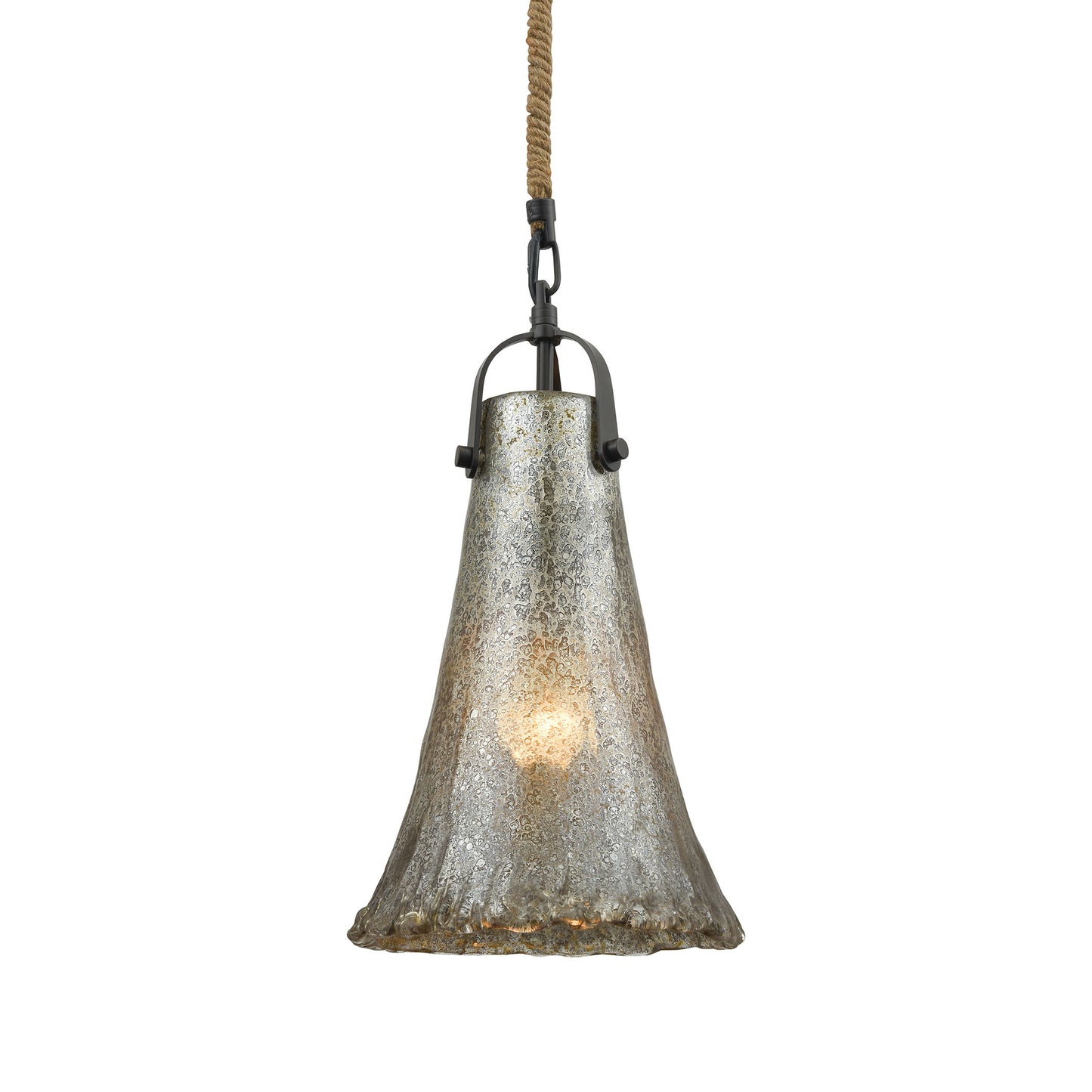 ELK Hand Formed Glass 1-Light Mini Pendant in Oiled Bronze with Mercury Glass ELK Lighting 10651/1 | Pendant Lamps | Modishstore