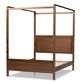 baxton studio veronica modern and contemporary walnut brown finished wood king size platform canopy bed | Modish Furniture Store-2